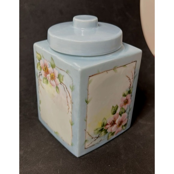Vintage Blue Floral Ceramic Canister, 5.5"x3", - Picture 1 of 1